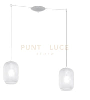 SOSPENSIONE BIANCO 2 LUCI SPOSTABILE VETRI BIANCO FOG 1181BI-S2 S-BF