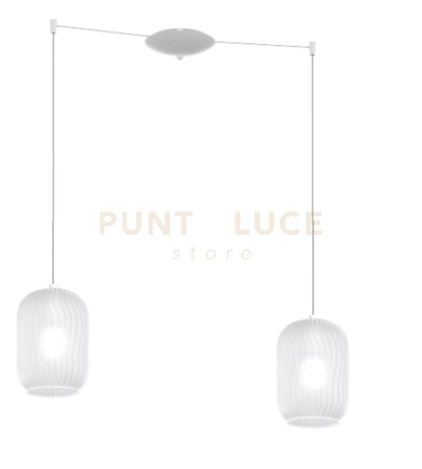 SOSPENSIONE BIANCO 2 LUCI SPOSTABILE VETRI BIANCO FOG 1181BI-S2 S-BF