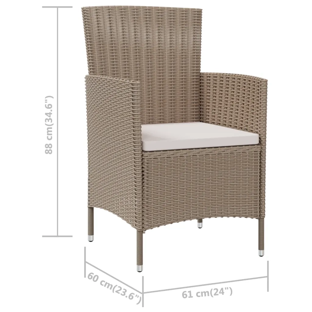 Sedie da Giardino con Cuscini 2 pz | Sedie da Esterno in Polyrattan Beige