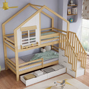 Letto a castello per bambini 90x200 cm bianco e naturale