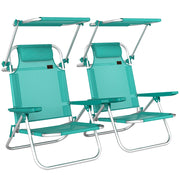 Sedia da giardino pieghevole con tendalino ¨C zephmum ¨C regolabile, reclinabile, turchese