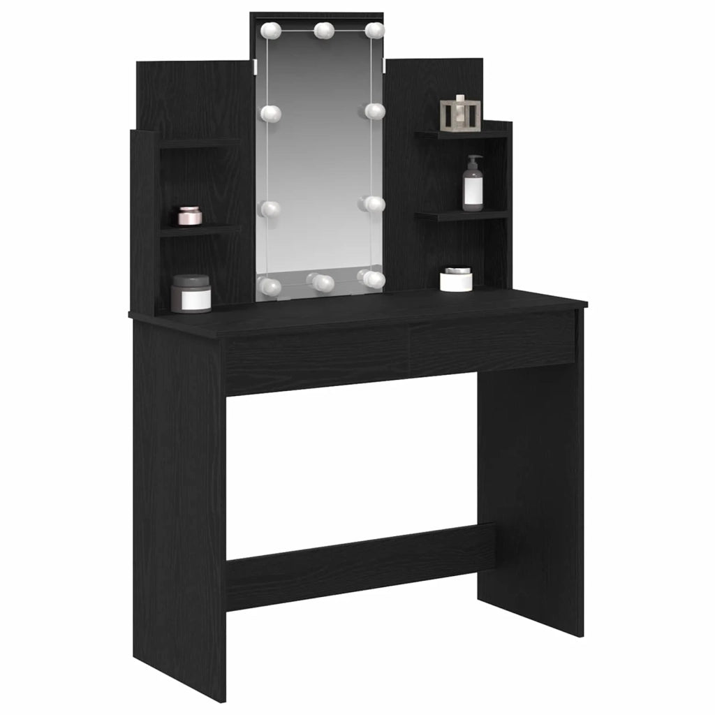 Tavolo da Trucco Rovere Nero 96 x 39 x 142 cm Legno multistrato 862109