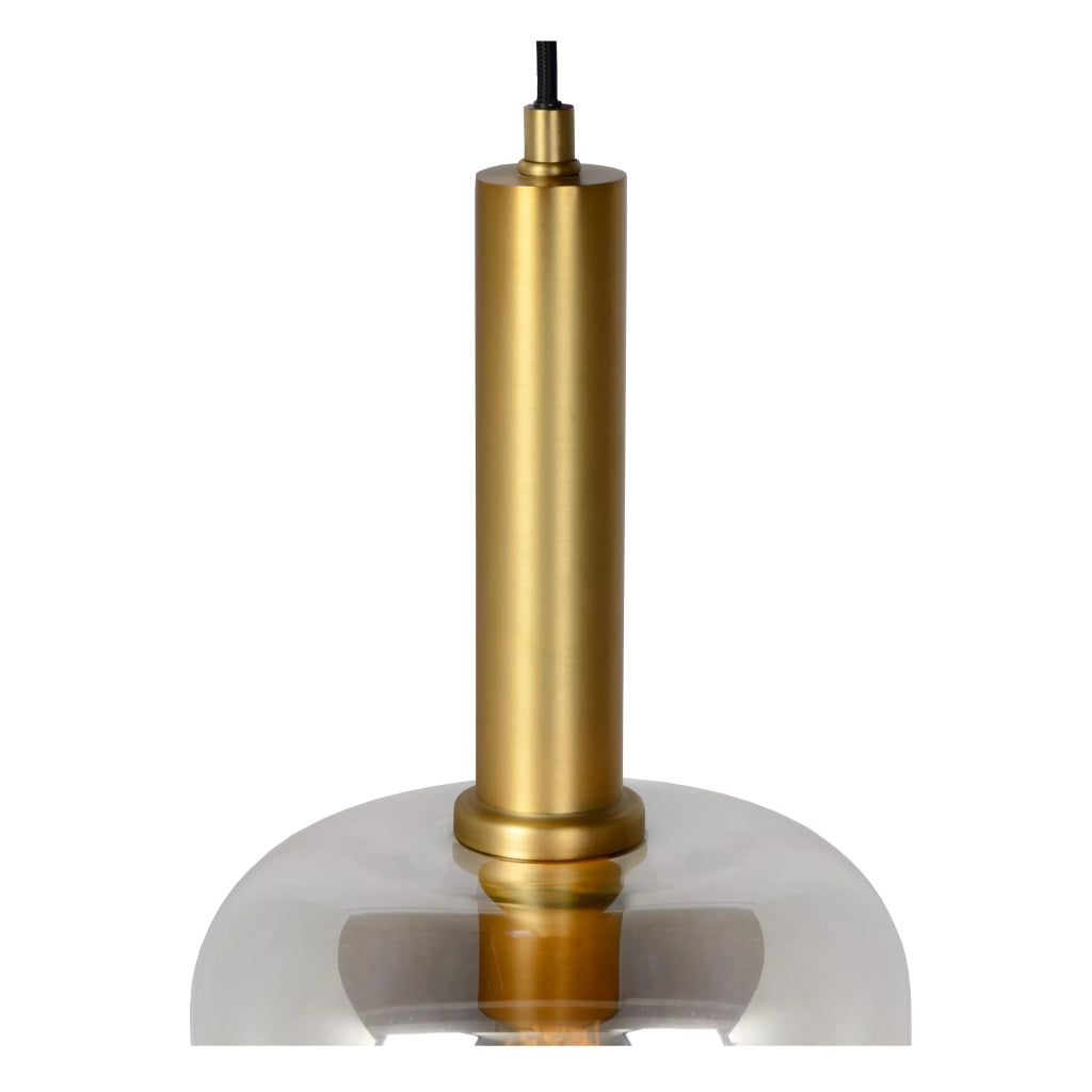 Lampada a sospensione Joanet vetro fumé ottone E27 Lucide