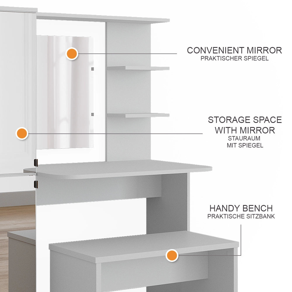 Vicco Tavolo da toilette Bianco 123 x 141.2 cm con panca