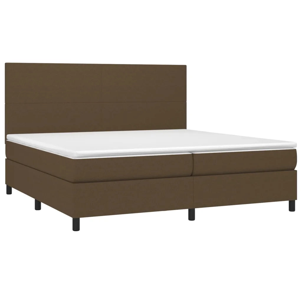Giroletto a Molle con Materasso Marrone Scuro 200x200cm Tessuto 3141644