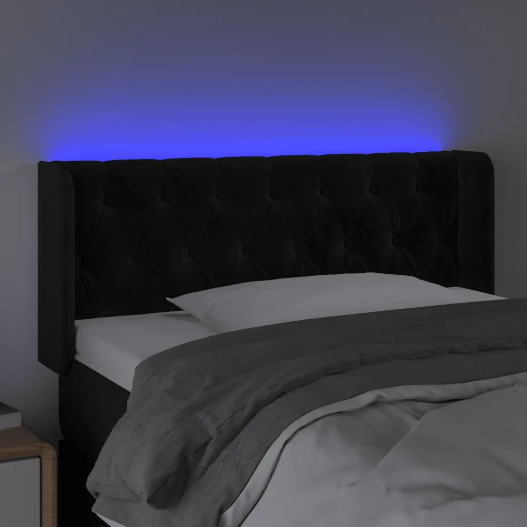 Testiera a LED Nera 103x16x78/88 cm in Velluto cod mxl 48797