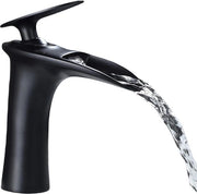 Fonte a muro per bagno con rubinetto a un foro - Montaggio - Caldo/Freddo - Rubinetto misto per vasca - Unico maniglione - Rubinetto in ottone - Finitura lucida nera LK61106