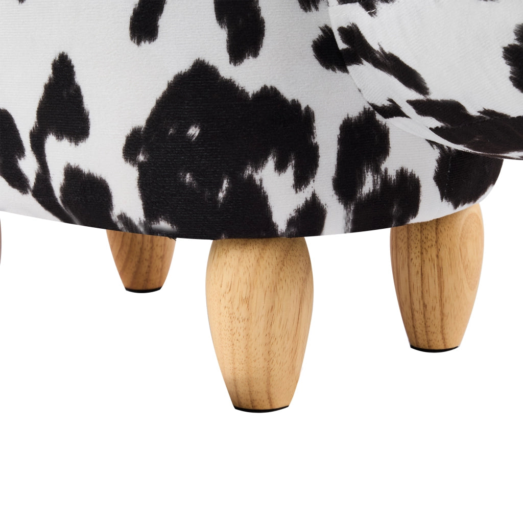 Pouf sgabello per cambio scarpe con piedini in legno massello antiscivolo in schiuma e legno nero e bianco