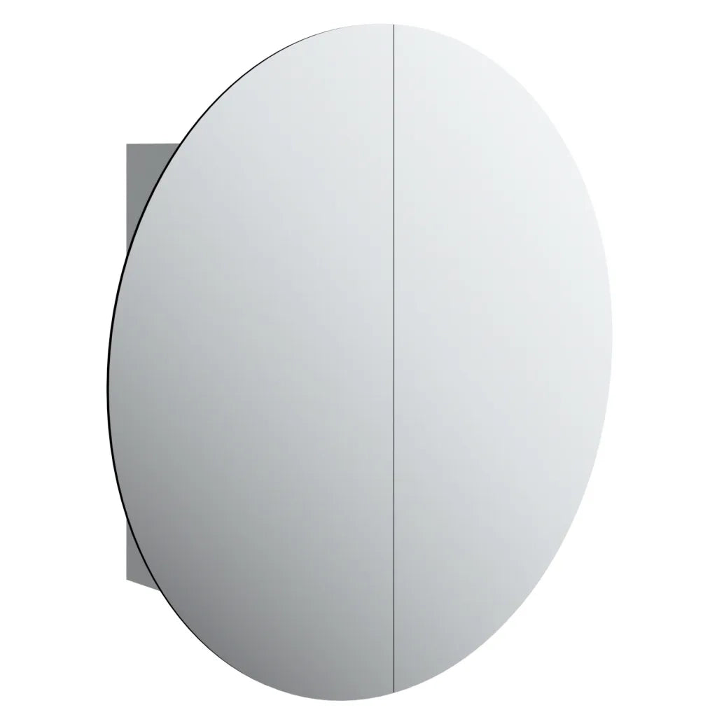 Armadio da Bagno con Specchio Rotondo e LED Grigio 54x54x17,5cmcod mxl 127239