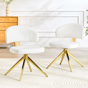 Set di 2 sedie girevoli con schienale curvo in PU bianco