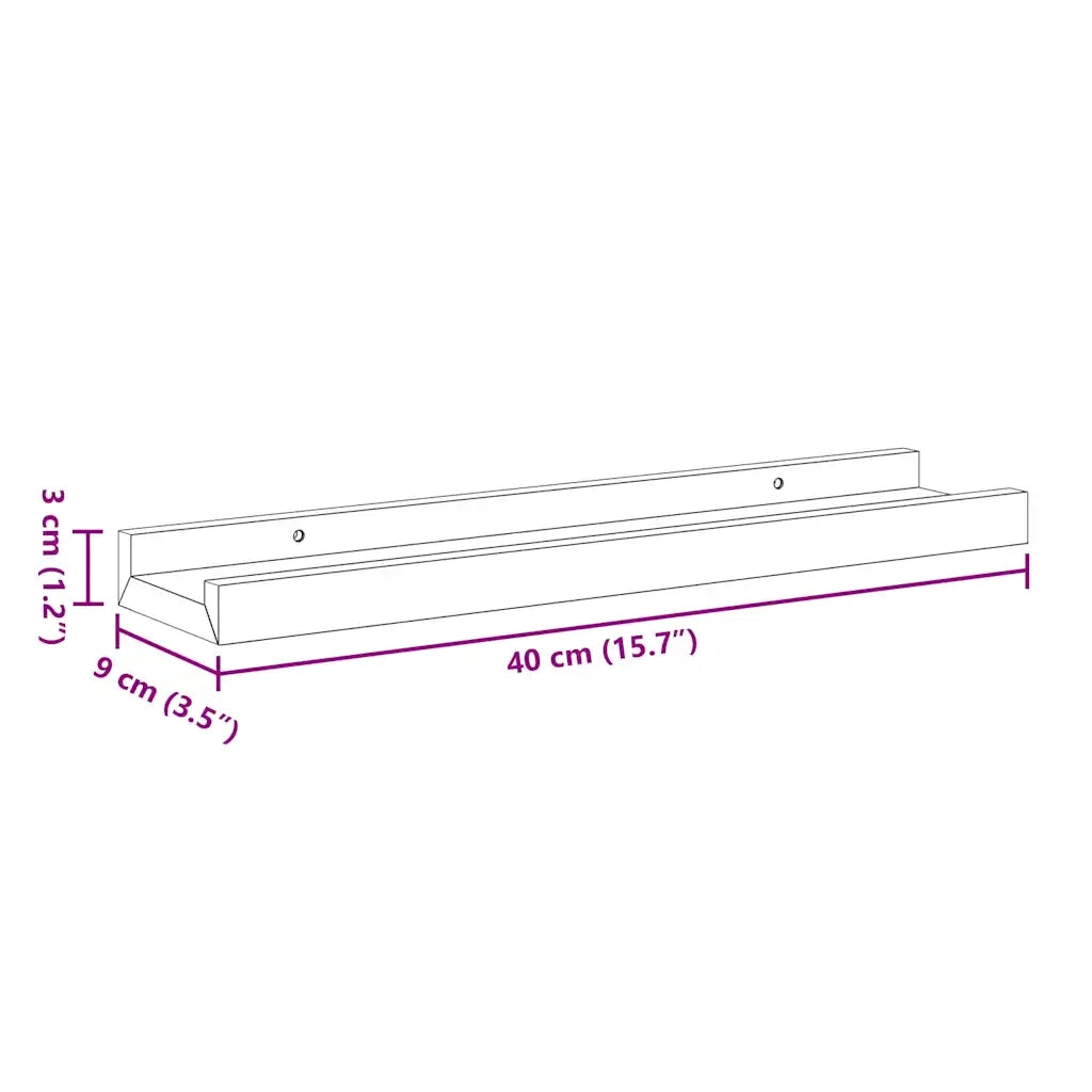 2 pz Mensole | Ripiano | Scaffale Loggia per Foto Grigie 40x9x3 cm in MDF