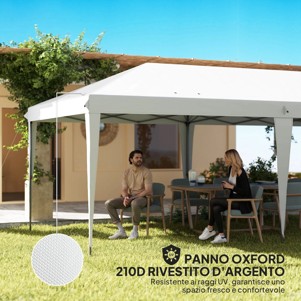 Gazebo da Giardino Pop-up 6x3 m Pieghevole Tendone in Poliestere Oxford Bianco