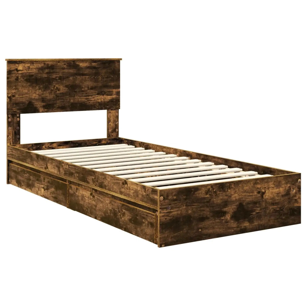 Letto con Contenitore Rovere fumé 90 x 190 cm Legno multistrato