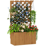 Letto per Orto Rialzato con Traliccio per Rampicanti e Pergola Superiore, 64x33x122 cm, Legno