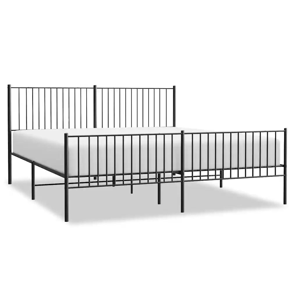 Giroletto con Testiera e Pediera-Struttura Letto Metallo Nero 193x203 cm 951015
