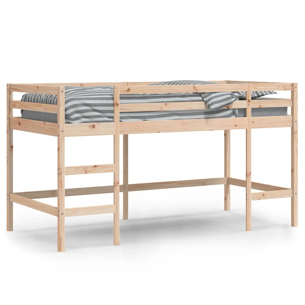 Letto Soppalco con Scala Bambini 90x190 cm Legno Massello Pino