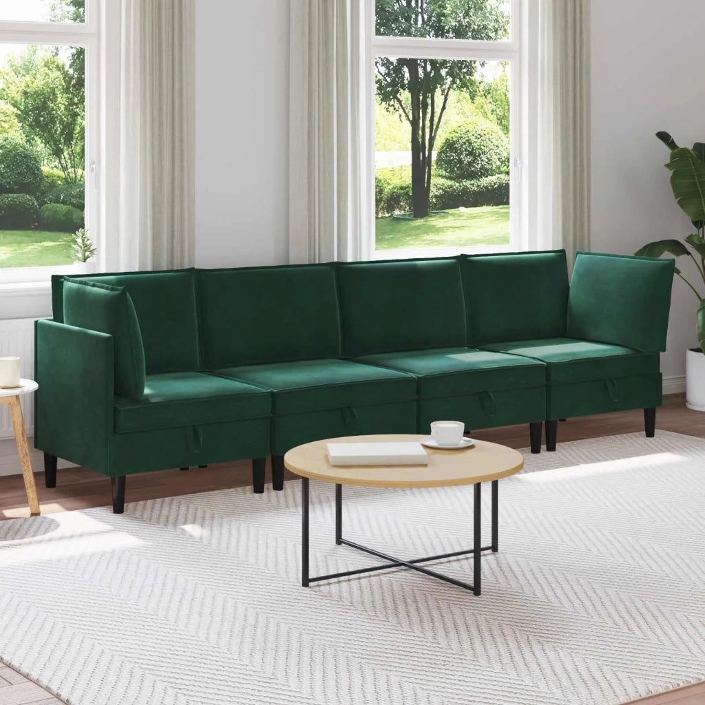 Set di mobili per il soggiorno 4 pcs Verde Scuro Velluto 3413739