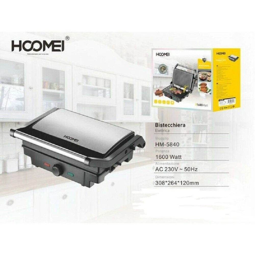 Trade Shop - Bistecchiera Elettrica A Contatto Piastra Per Panini Toast Griglia Grill 1600 W -