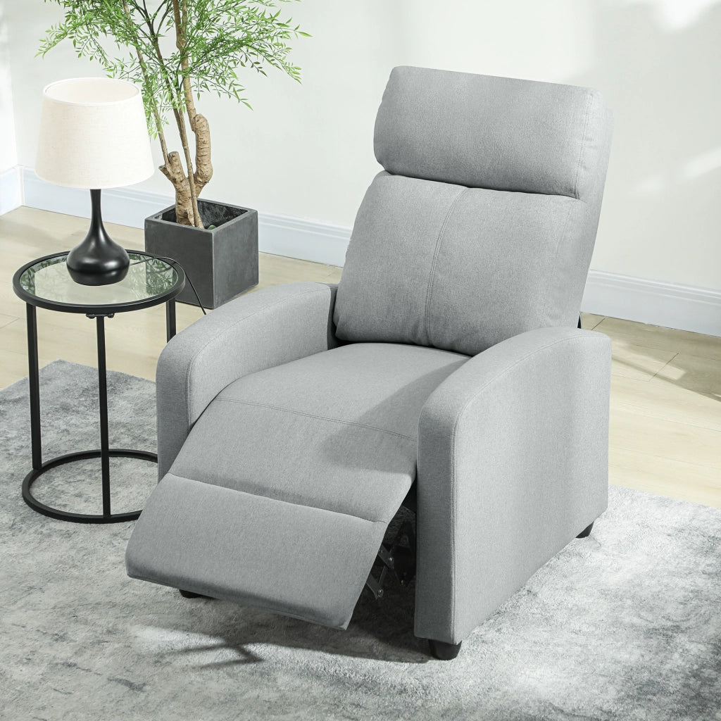 Poltrona relax reclinabile 135¡ã ¨C Xylo ¨C tessuto lino-poliestere grigio chiaro con poggiapiedi