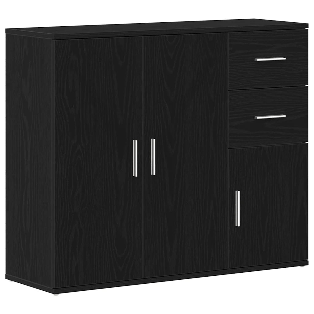 Credenza Rovere Nero 91x29,5x75 cm Legno Massello di Argilla 862003