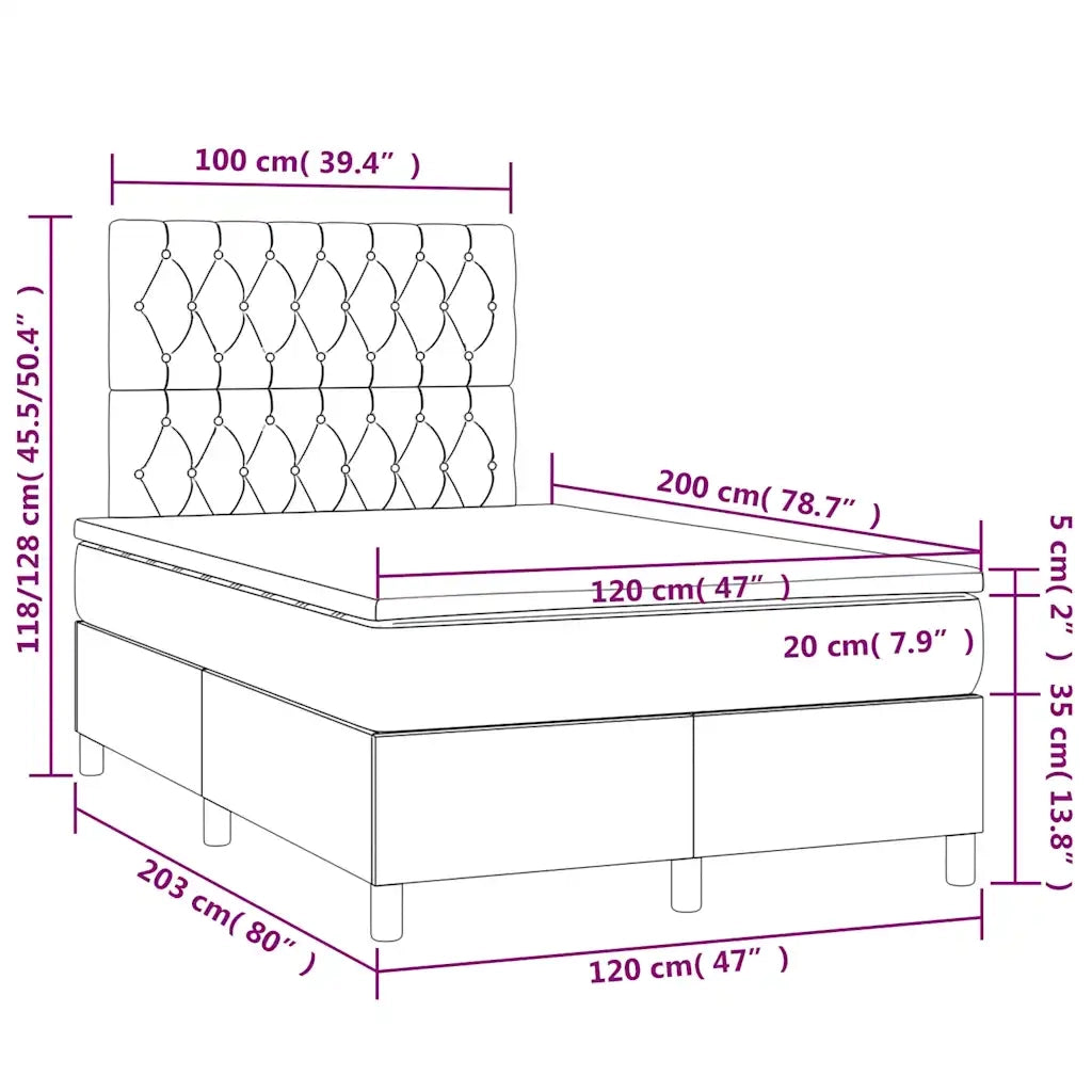 Giroletto a Molle con Materasso Blu Scuro 120x200 cm in Velluto 3143197