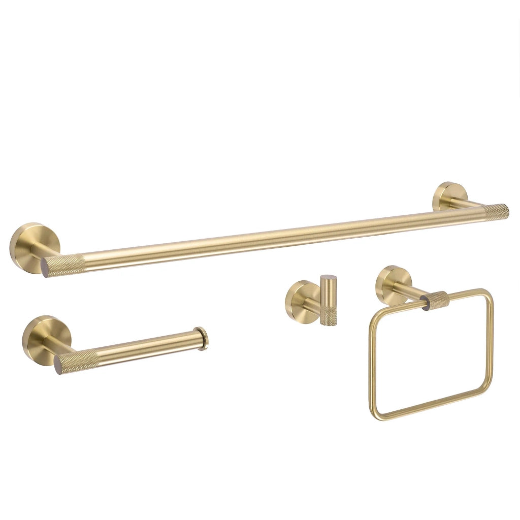 Set Accessori Da Bagno Grid Brush Gold 4 Pezzi