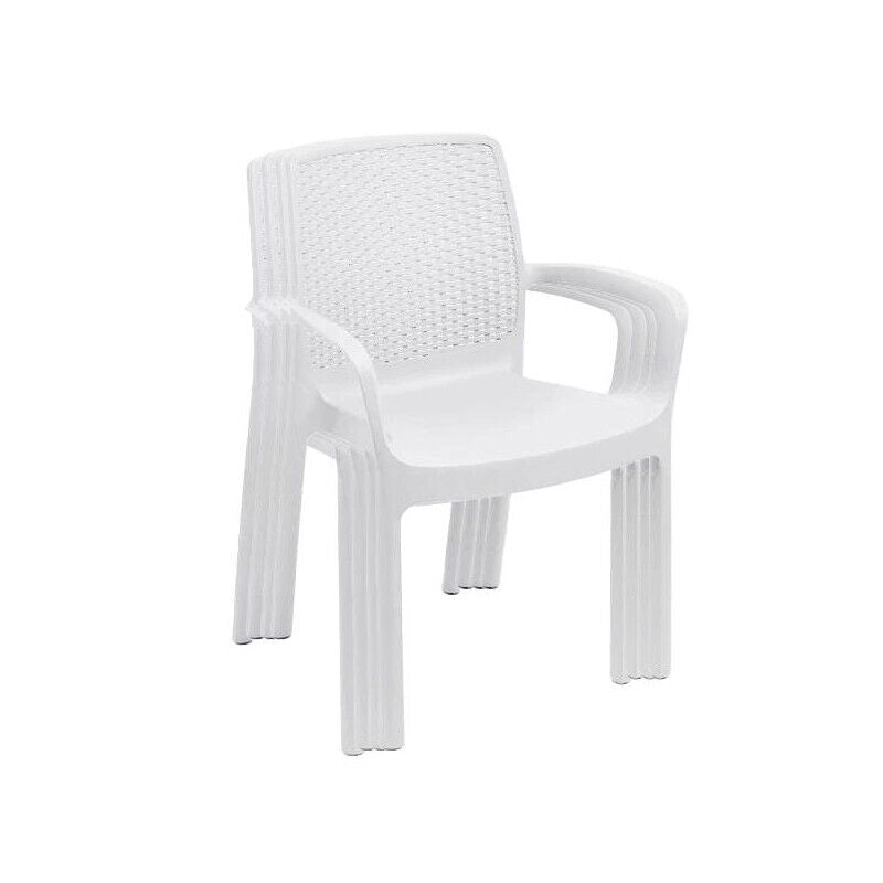 SET 4 PZ POLTRONA REGINA DA ESTERNO IN RESINA IN COLORE BIANCO