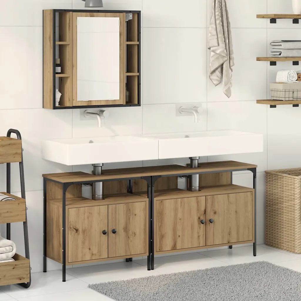 Unità da Bagno con lo scaffale 3 pcs Marrone Legno multistrato 3334398