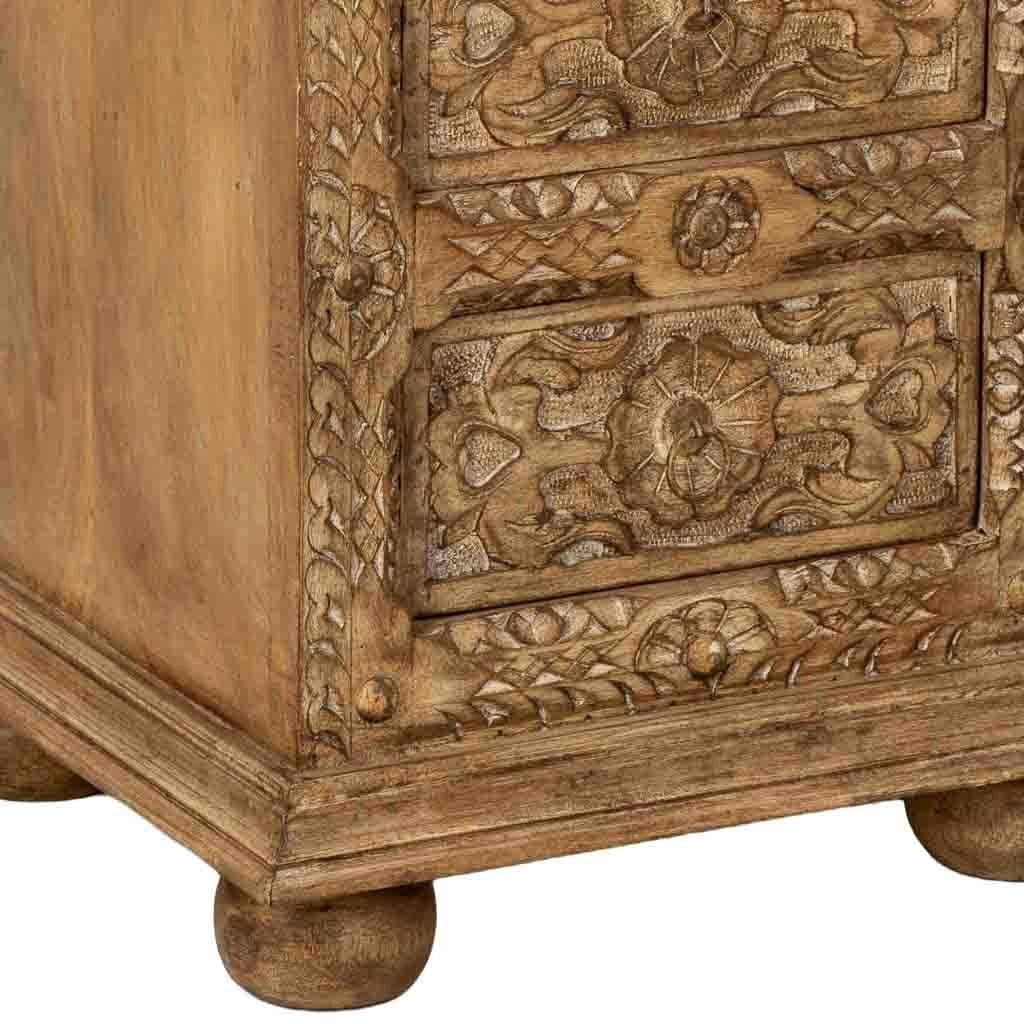 Sinfonier de madera artesanal con 5 cajones marrón 45x40x100h cm