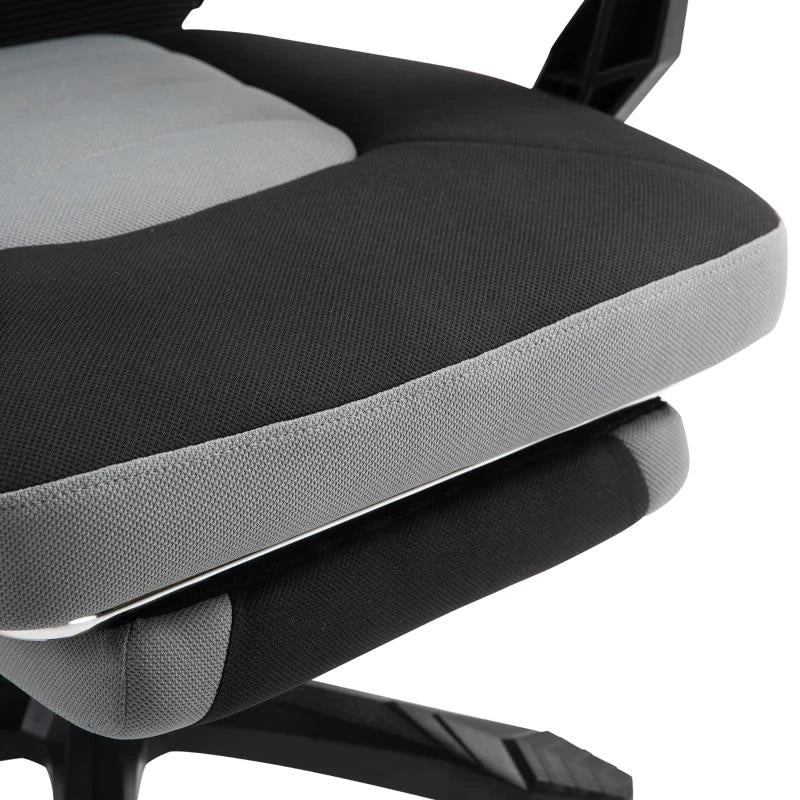 SEDIA DA UFFICIO ERGONOMICA CON SCHIENALE RECLINABILE, POGGIAPIEDI RETRATTILE, ALTEZZA REGOLABILE, GRIGIO