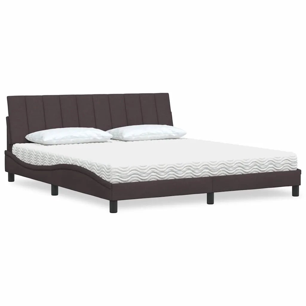Letto con Materasso Hanko Marrone Scuro 180x200cm Tessuto 3310548