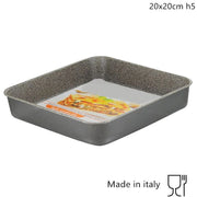 Trade Shop - Teglia Quadra Alta H5cm Con Rivestimento Antiaderente Antigraffio Da Forno 3 Misure -    -20x20 Cm   -
