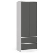 Armadio AKORD S60 Bianca 60 cm 2 ante 2 cassetti inserto frontale Grigio Grafite 60x51x180 cm