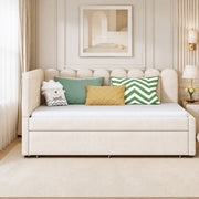 Divano letto a L 140x200 cm beige con letto estraibile