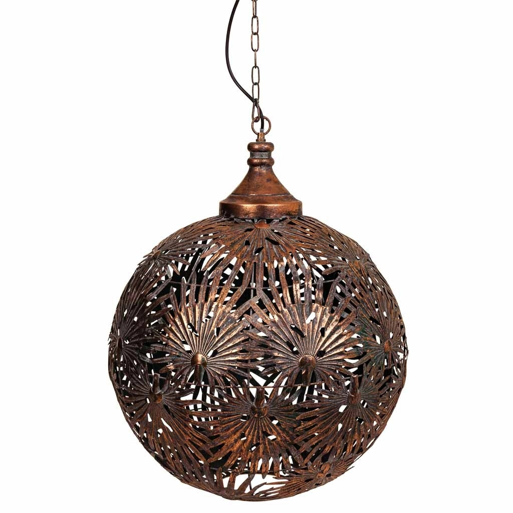 Lampada a sospensione in metallo dorato 50x50x64/133h