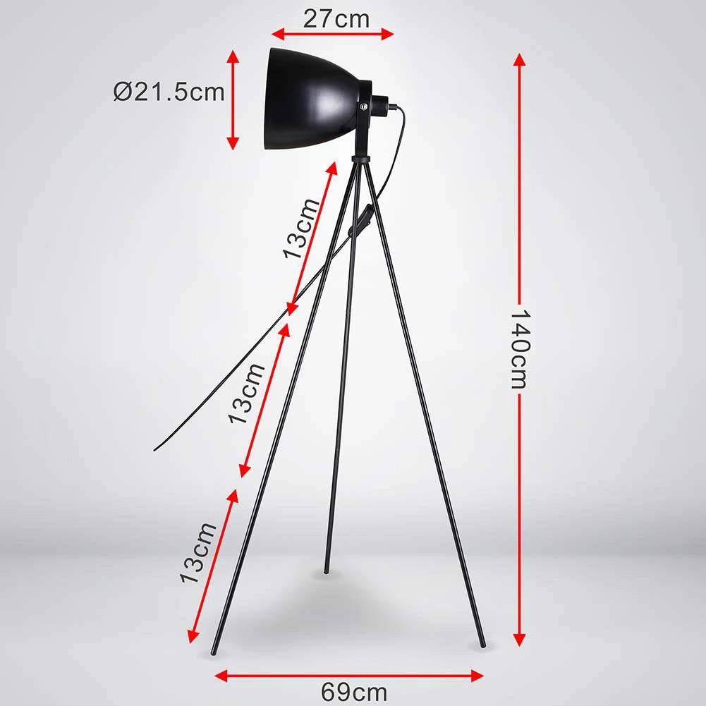 Lampada Piantana Terra Design Moderno Industriale Metallo Luce E27 Nero oro