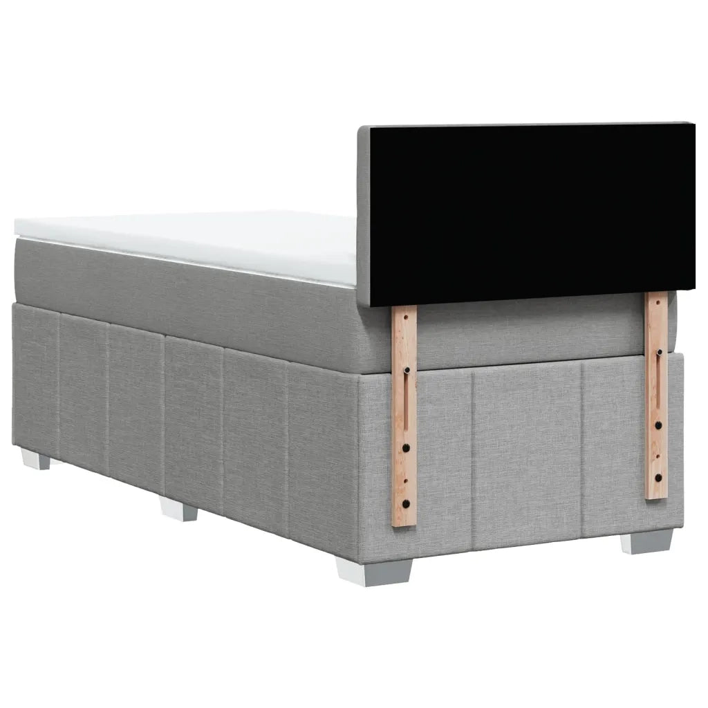 Letto singolo | Letto per adulti | Giroletto a Molle con Materasso Grigio Chiaro 90x200 cm Tessuto