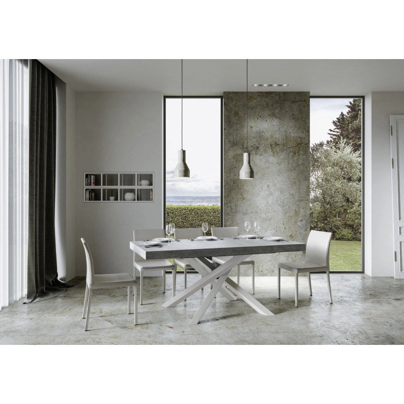 Tavolo allungabile 200/460x90 cm Volantis telaio Bianche - Cemento