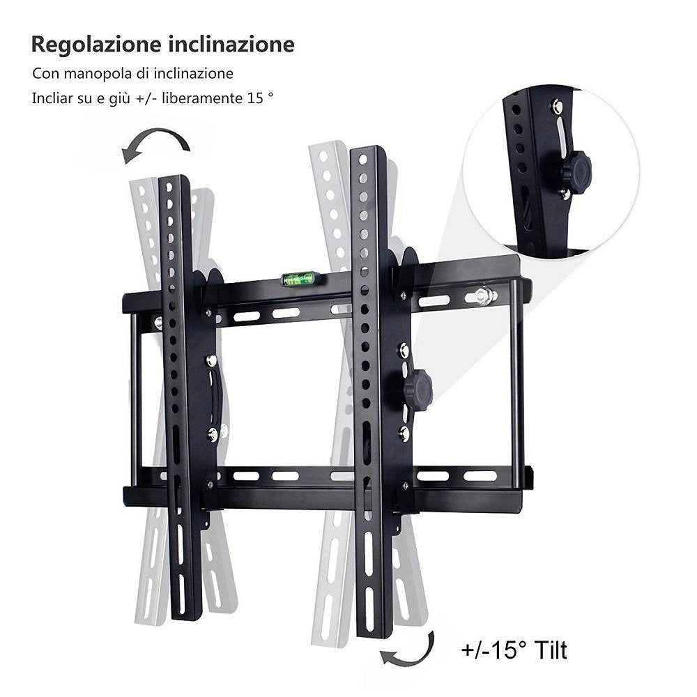 Trade Shop - Staffa Porta Tv A Muro Parete Supporto Da 30″ A 65″ Fino A 80kg Livella Li-t011 -