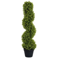 Pianta Finta di Eucalipto a Spirale con Vaso Incluso per Interno ed Esterno, Altezza 90 cm, Verde