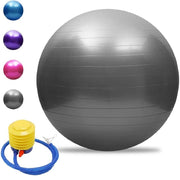 Trade Shop - Palla Da Yoga Ginnastica Con Pompa Per Pilates Esercizi Fitness Allenamento 65cm - Argento