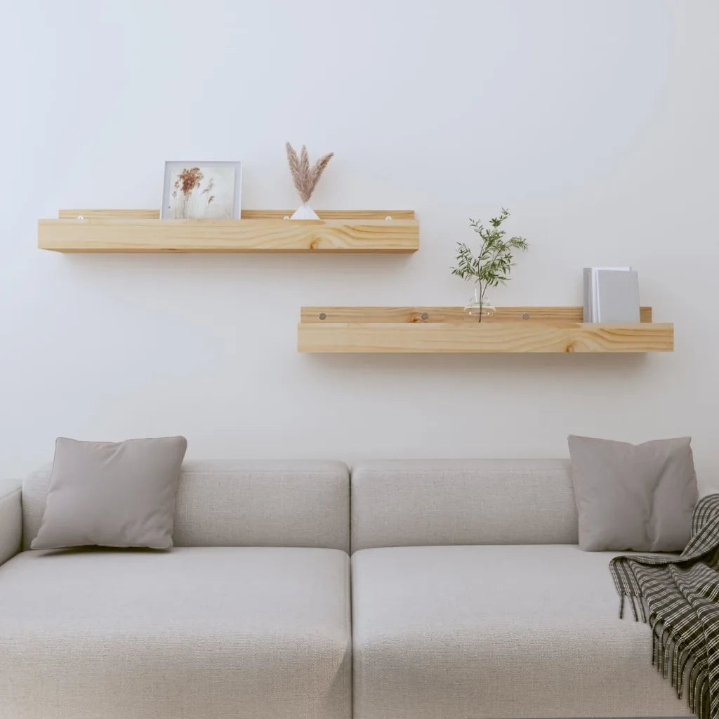 2 pz Mensole da Parete | Scaffali a Parete | Ripiano a parete 80x12x9cm in Legno Massello di Pino