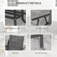 Set da Giardino Divano 2 Poltrone Pieghevoli e Tavolino Piano in Vetro   Grigio