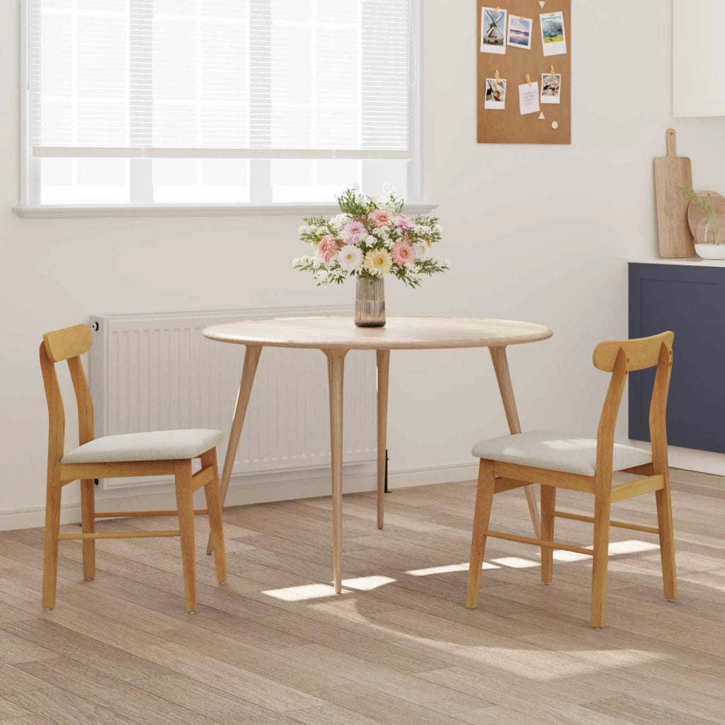 Sedia da pranzo 2 pcs Naturale e chiaro Legno di gomma solido 42020485