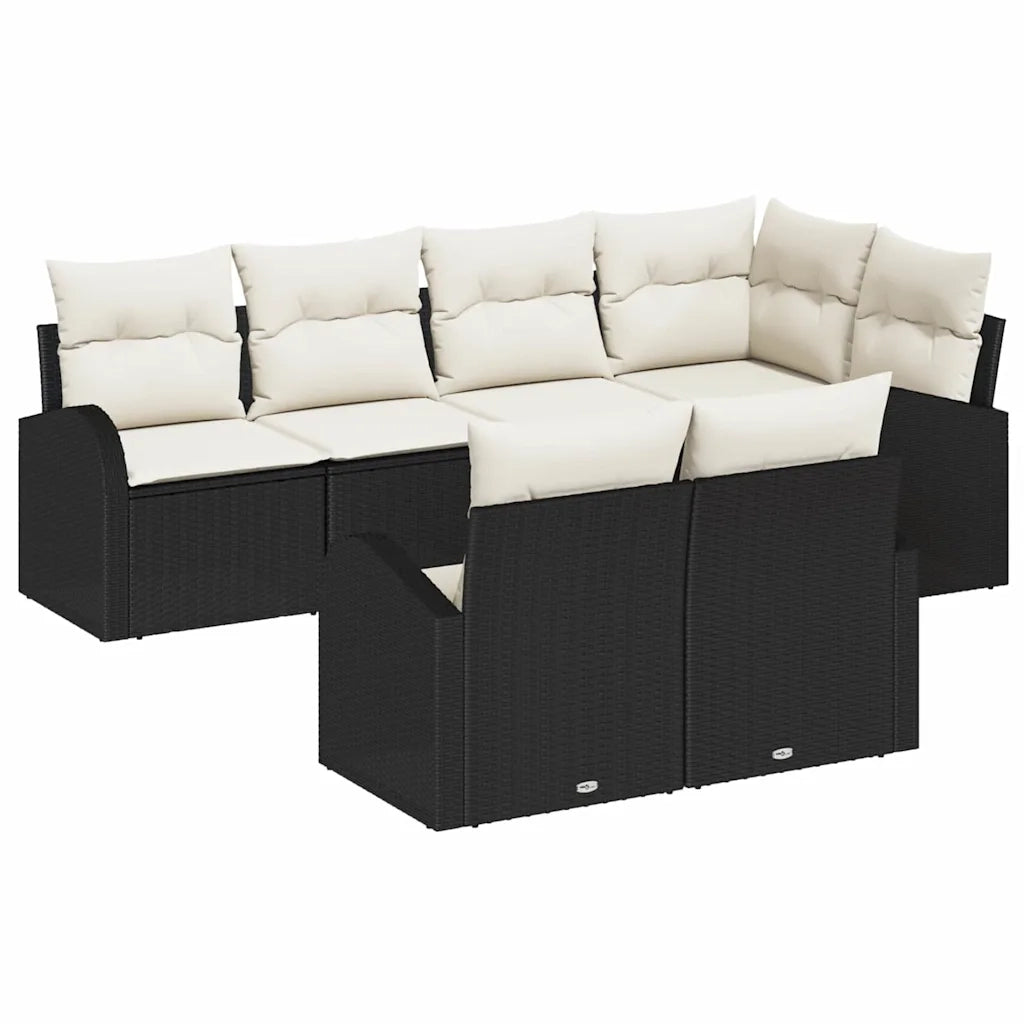 Set Divano da Giardino 7 pcs Nero e Bianco polyrattan 3354746