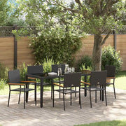 Set da Pranzo per Giardino 7 pcs Nero polyrattan 3365393