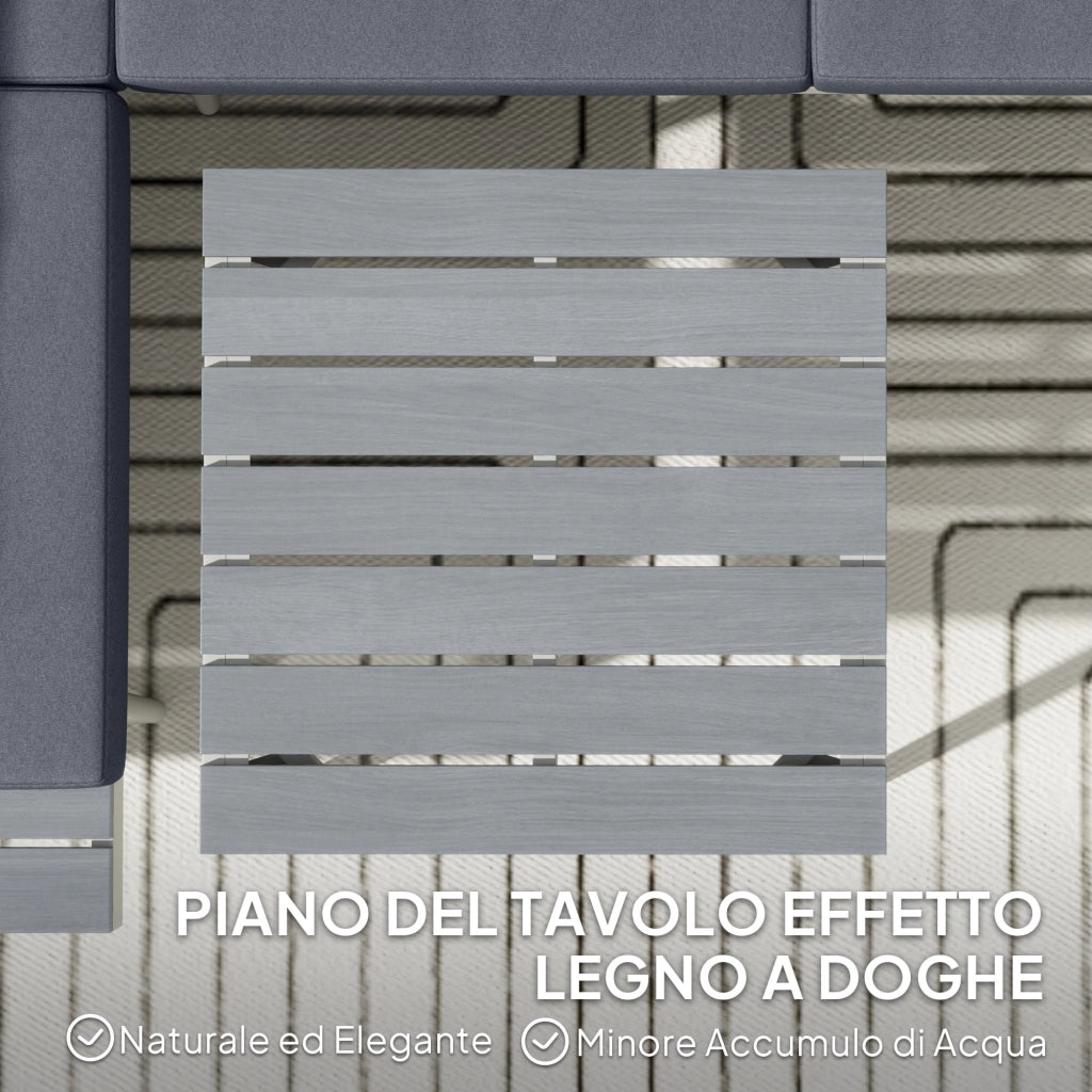 Set Salotto da Giardino 2 Divani con Schienale Regolabile e Tavolino a Doghe Grigio