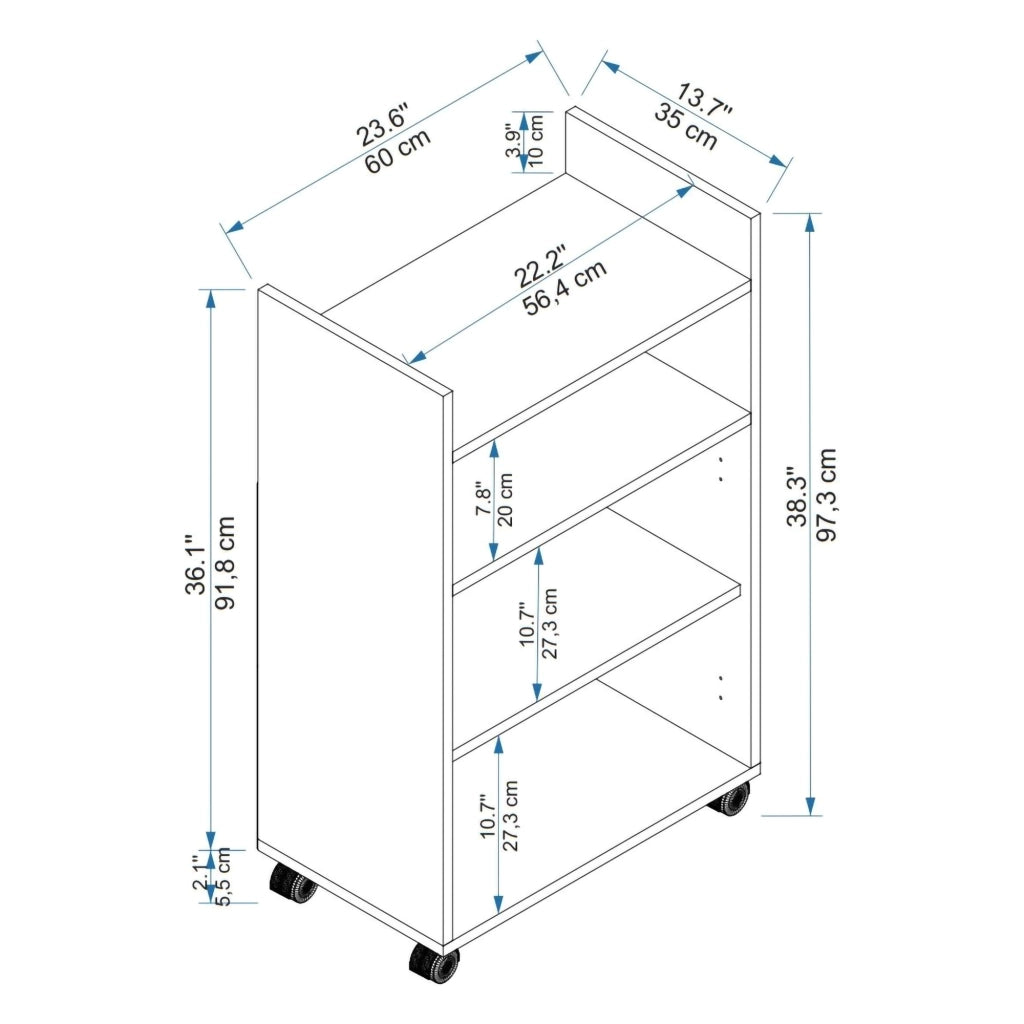 Marzi, Armadio Multiuso 2 Ante 4 Ripiani, 60x97h cm Bianco