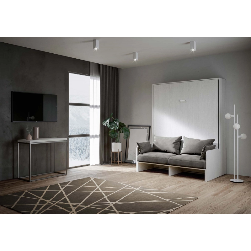 Letto a scomparsa 160 verticale Kentaro Sofà - Bianco Frassino