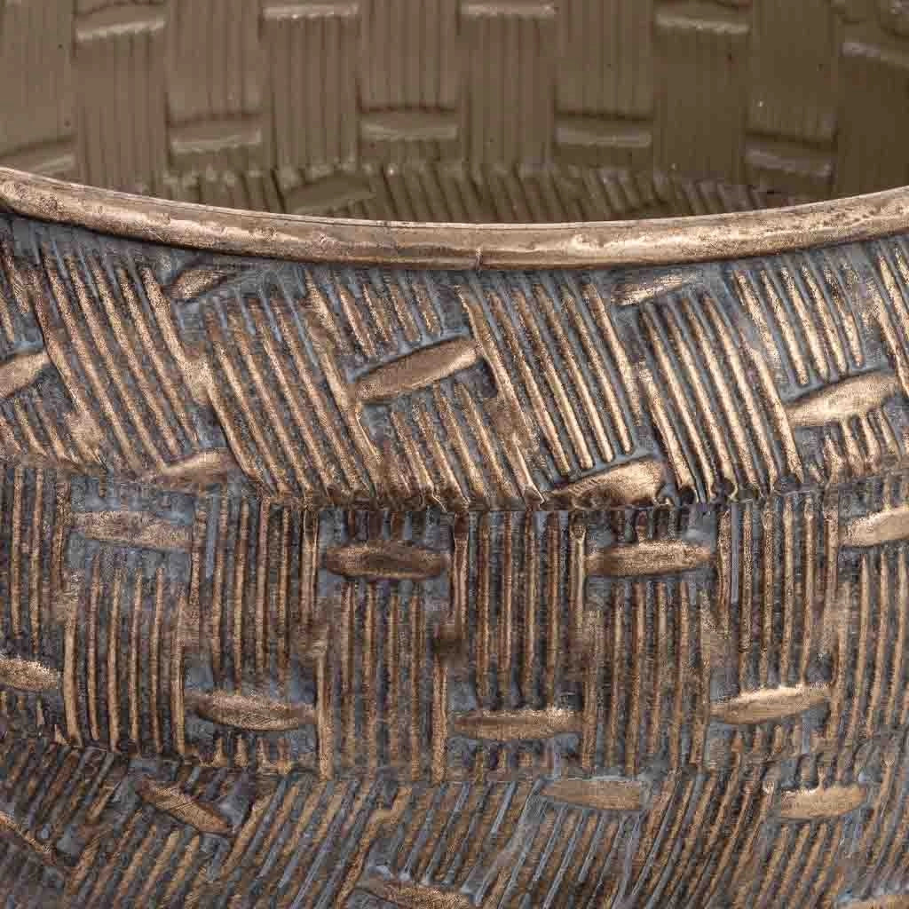 Vaso in metallo dorato 43,5x41,5x24h cm